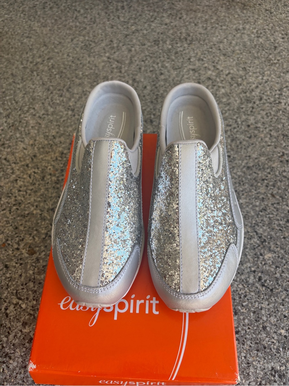 Easy Spirit Ladies Silver Glitter Slip-On Shoes